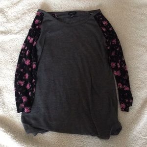 Floral Pink and Grey Long Sleave Shirt